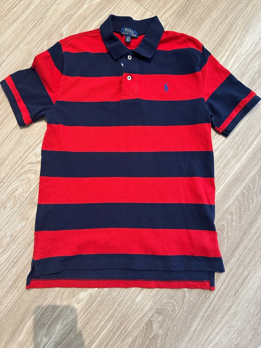 Polo by Ralph Lauren Navy and Red Striped Polo Shirt